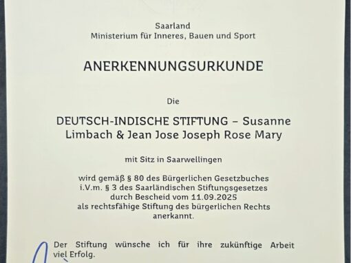 Deutsch-Indische Stiftung offiziell anerkannt