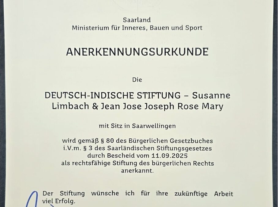 Deutsch-Indische Stiftung offiziell anerkannt