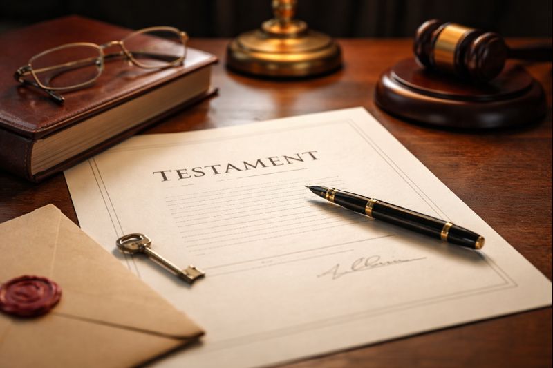 Mit dem eigenen Erbe Gutes bewirken. Testament und Füller als Symbol für eine Testamentsspende.