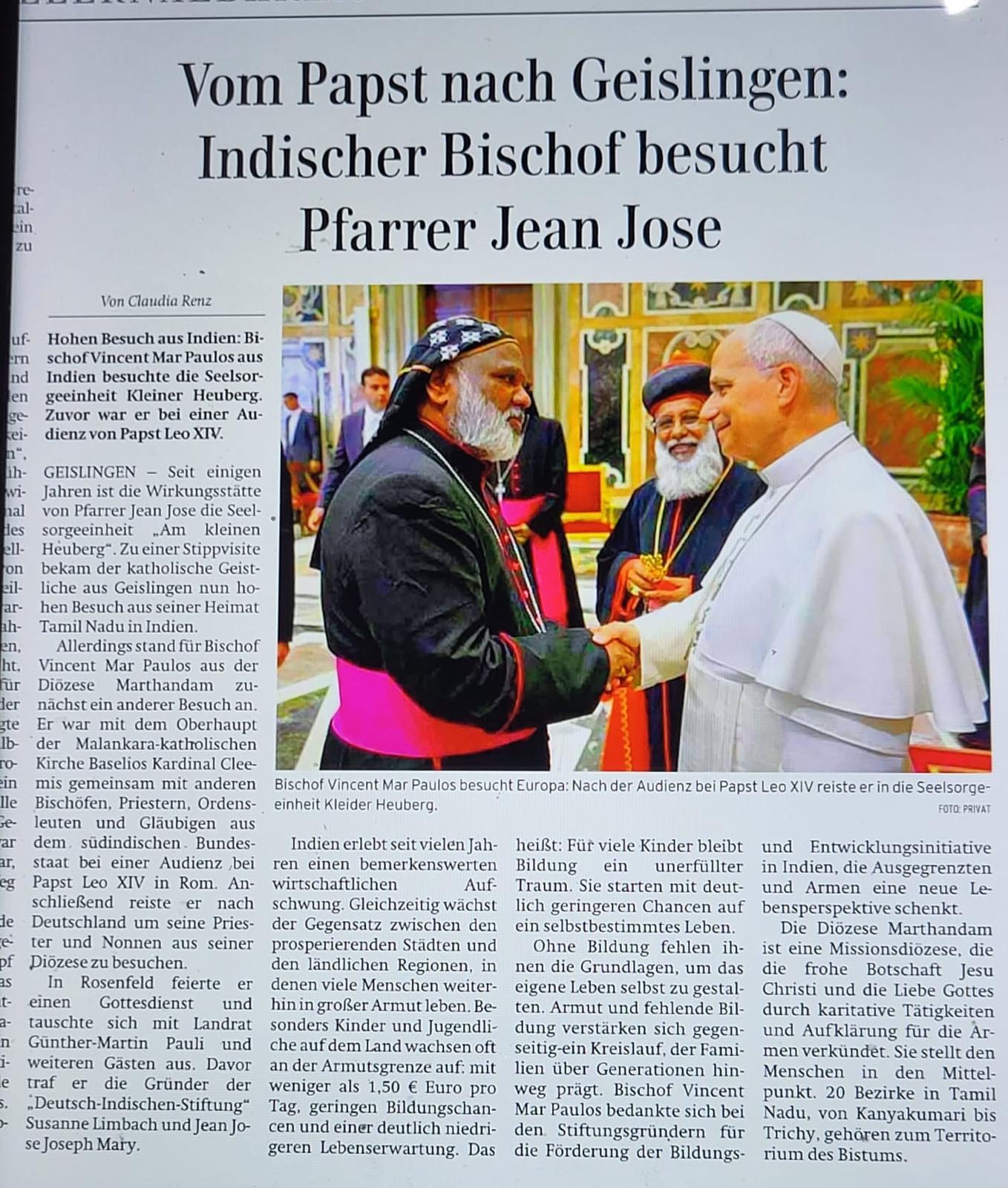 Zeitungsausschnitt aus Saarbrücker Zeitung zur Stiftung